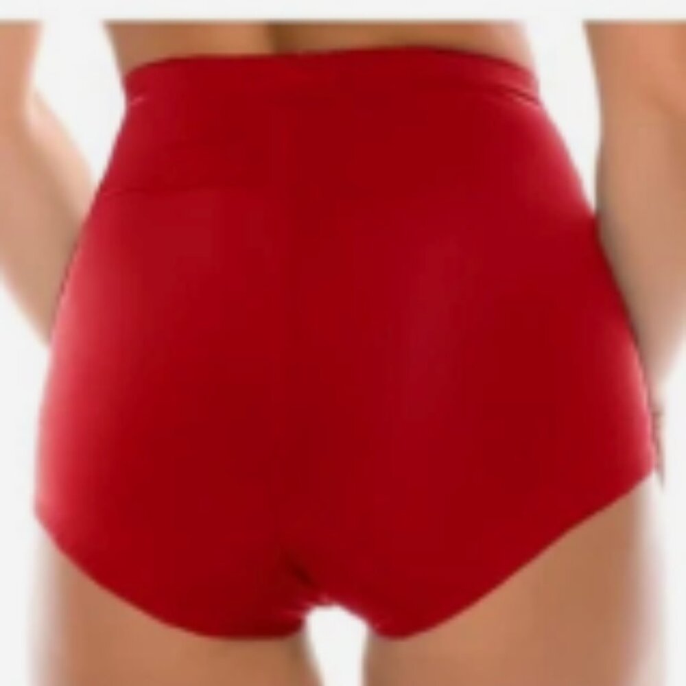 Hi Waist Microfiber Full Cover Brief / Red / 2XLarge - Picture 2 of 3